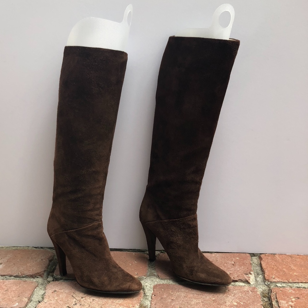 Suede Knee High Heeled Boots